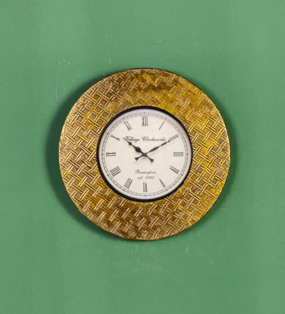12" Decorative Ethnic Antique Brass Wall Clock for Home | Anniversary Gift