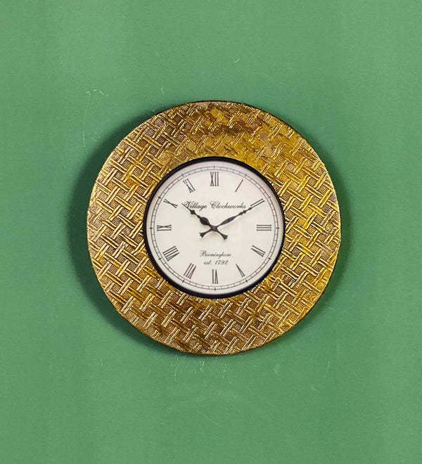 12" Decorative Ethnic Antique Brass Wall Clock for Home | Anniversary Gift