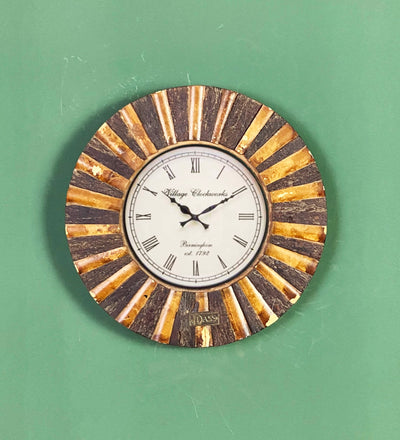 12" Decorative Ethnic Antique Brass Wall Clock for Home | Anniversary Gift