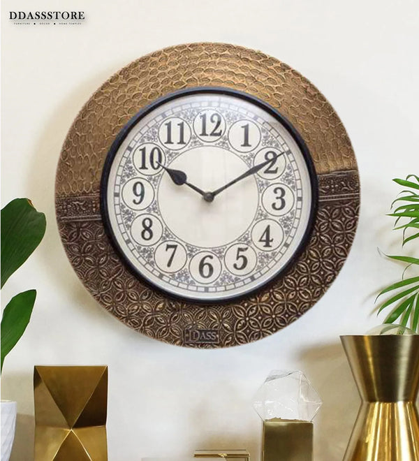 12" Decorative Ethnic Antique Brass Wall Clock for Home