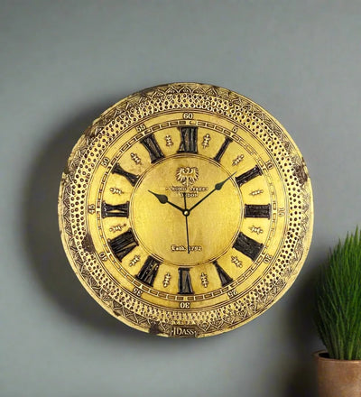12" Decorative Ethnic Antique Brass Wall Clock for Home | Anniversary Gift
