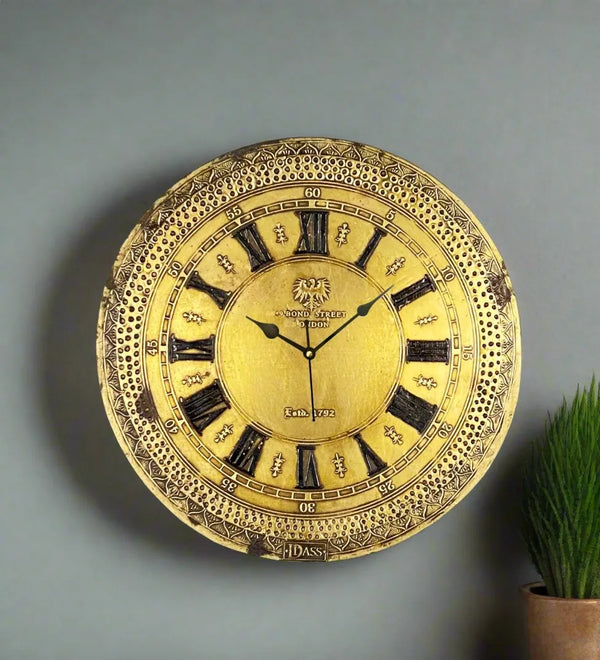 12" Decorative Ethnic Antique Brass Wall Clock for Home | Anniversary Gift