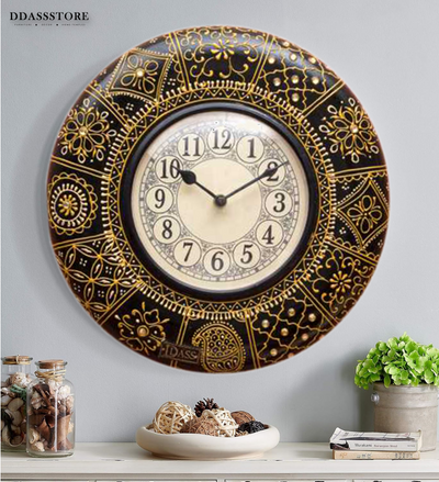 12" Decorative Ethnic Antique Hand painted Wall Clock for Home | House Warming Gift