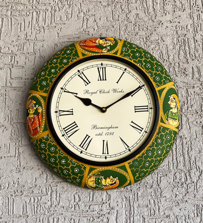 12" Decorative Ethnic Antique Handpainted Wall Clock for Home | House Warming Gift
