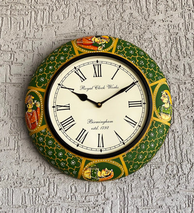 12" Decorative Ethnic Antique Handpainted Wall Clock for Home | House Warming Gift