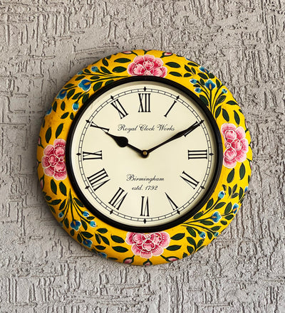 12" Decorative Ethnic Antique Handpainted Wall Clock for Home | House Warming Gift