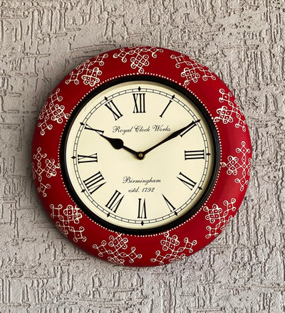 12" Decorative Ethnic Antique Handpainted Wall Clock for Home | House Warming Gift