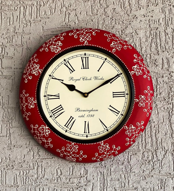 12" Decorative Ethnic Antique Handpainted Wall Clock for Home | House Warming Gift