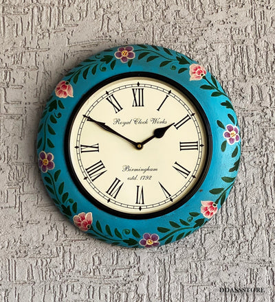12" Decorative Ethnic Antique Handpainted Wall Clock for Home | House Warming Gift