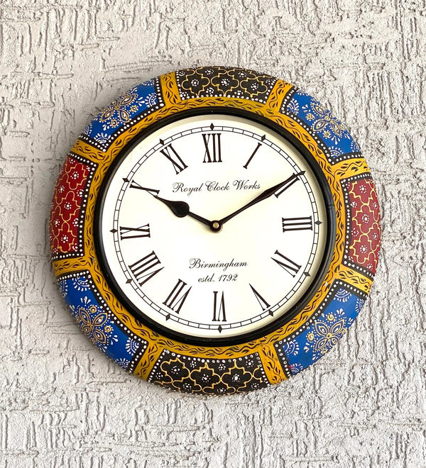 12" Decorative Ethnic Antique Handpainted Wall Clock for Home