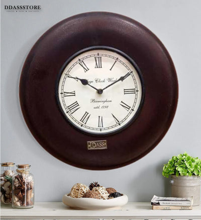 12" Decorative Ethnic Antique Wooden Wall Clock for Home | Ganesh Chaturthi Gift