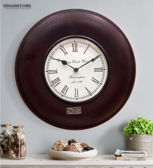 12" Decorative Ethnic Antique Wooden Wall Clock for Home | Ganesh Chaturthi Gift