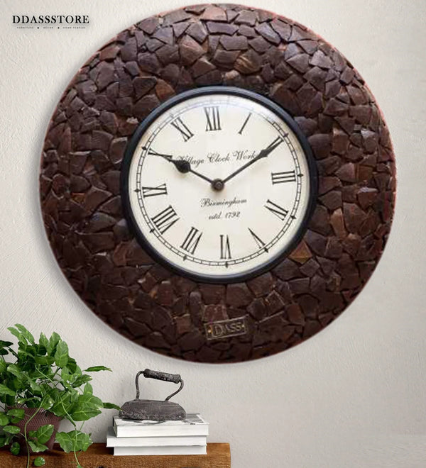 12" Decorative Ethnic Antique Wooden Wall Clock for Home | Retirement Gift