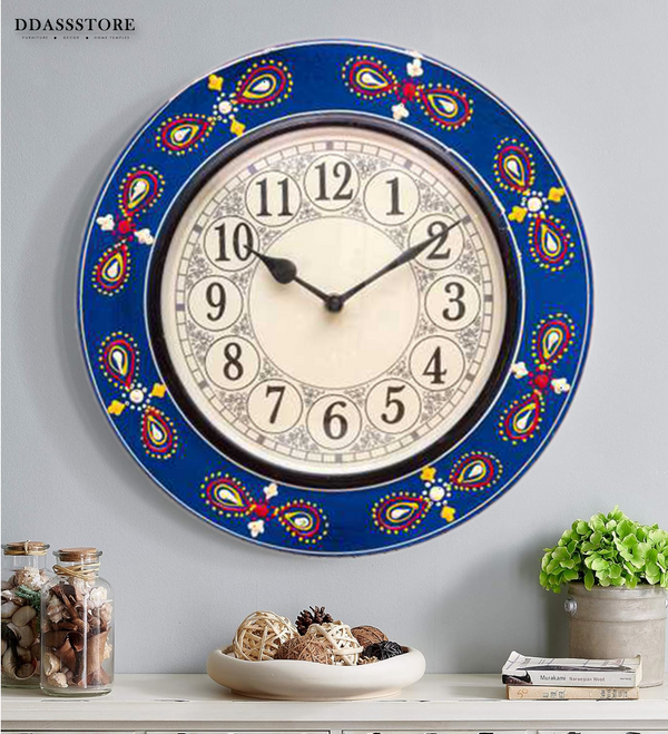 12" Decorative Ethnic Floral Painted Wall Clock for Home | House Warming Gift