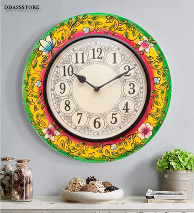 12" Decorative Ethnic Hand painted Wooden Wall Clock for Home