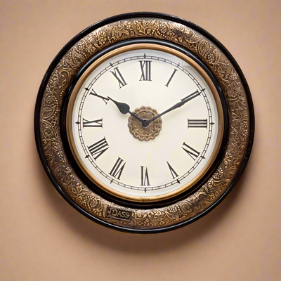 12" Ethnic Antique Brass Wall Clock for Home