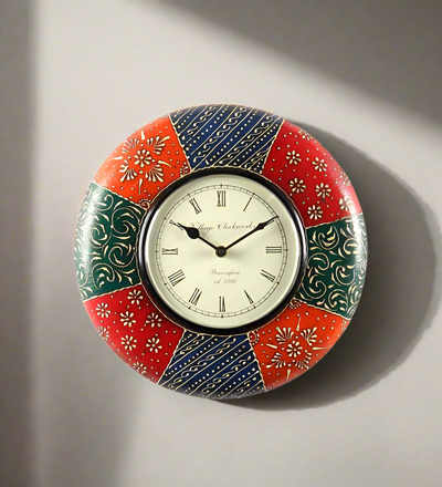 12" HandPainted Antique Wooden Wall Clock for Home | Wedding ceremony gift