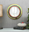 12 Inch Brown Pinewood MDF Handpainted Decorative Wall Mirror