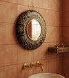 12 Inch Ethnic Handpainted Decorative Round Wall Mirror