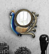 12 Inch Kanuti MDF wood Peacock Handpainted Decorative Wall Mirror