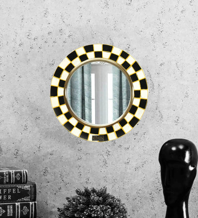 12 Inch Multicolour MDF Handpainted Decorative Wall Mirror