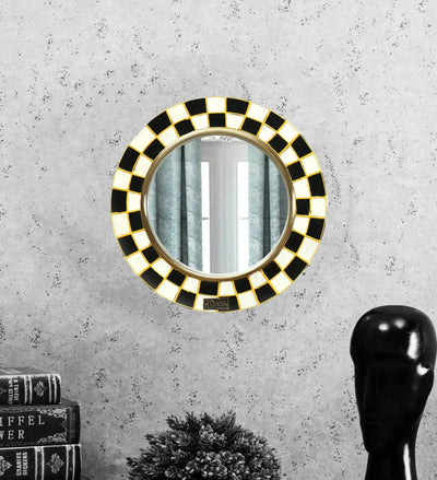 12 Inch Multicolour MDF Handpainted Decorative Wall Mirror