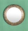 12 Inch Multicolour Pinewood MDF Brass Decorative Wall Mirror
