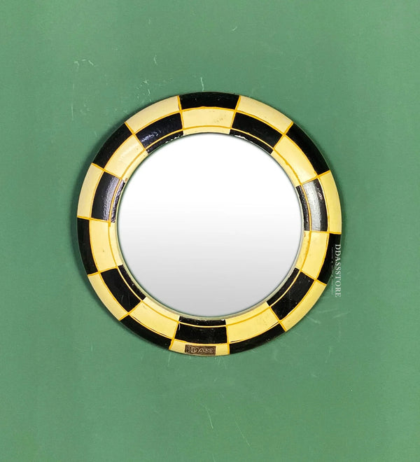 12 Inch Multicolour Pinewood MDF Peacock Decorative Wall Mirror