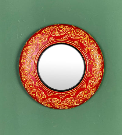 12 Inch Multicolour Pinewood MDF Peacock Decorative Wall Mirror