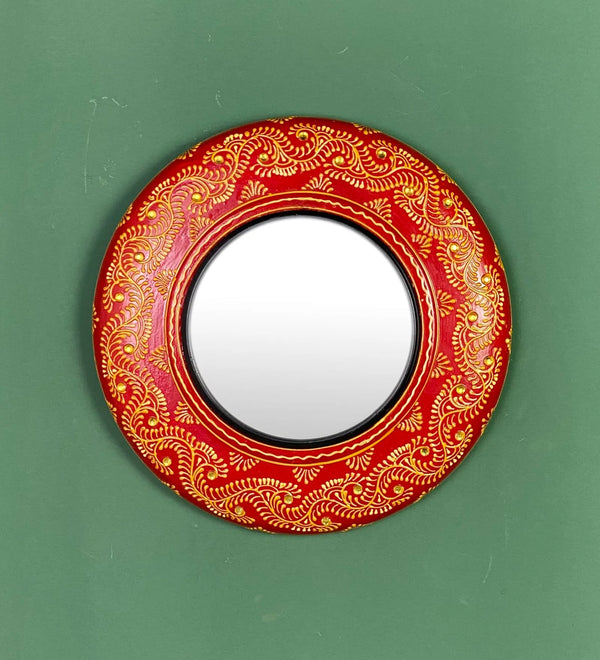 12 Inch Multicolour Pinewood MDF Peacock Decorative Wall Mirror