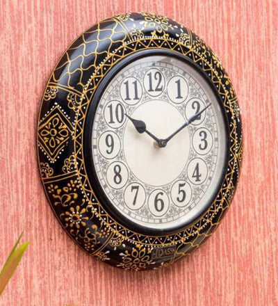 12" Decorative Ethnic Antique Handpainted Wall Clock for Home | House Warming Gift - D'DASS Store