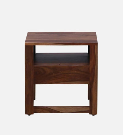 Shadow Nest Wood Bedside Table In Scratch Resistant Rustic Teak Finish With Drawer - D'DASS Store