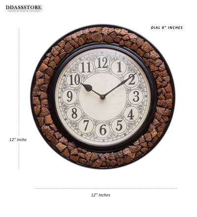 12" Decorative Ethnic Antique Wooden Wall Clock for Home | Employee Gift - D'DASS Store