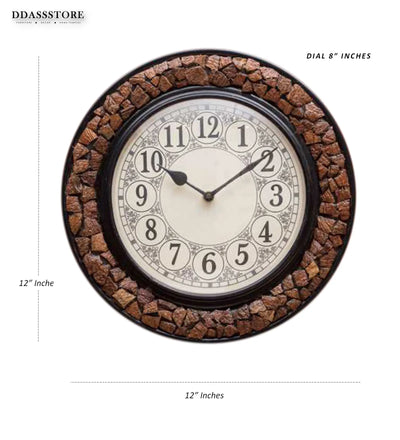 12" Decorative Ethnic Antique Wooden Wall Clock for Home | Employee Gift - D'DASS Store