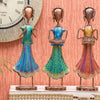 Multicolour Iron Kirtan Lady Set of 3 For Table Decor | Indian art