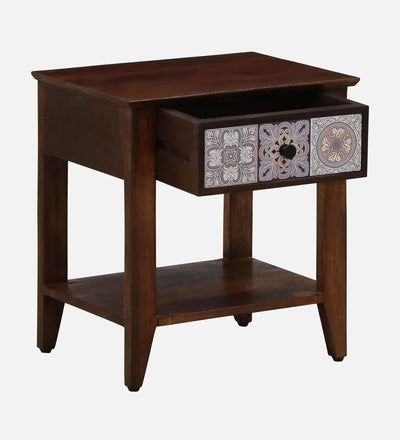 GlassHaven End Table In Tubbaq Finish With Drawer - D'DASS Store