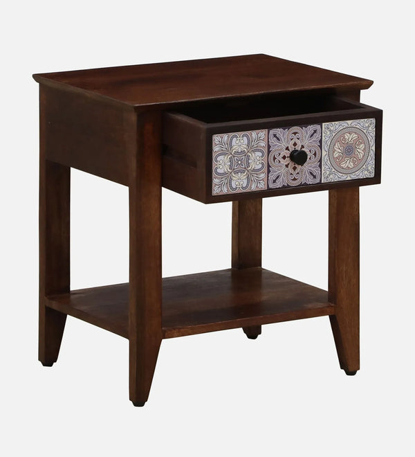 GlassHaven End Table In Tubbaq Finish With Drawer - D'DASS Store
