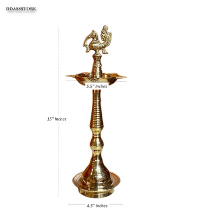 Brass ANNAM KUTHU VILAKKU | Brass Lamps | Mahabarath Diya | DEEPAM For Pooja | KUTHU VILAKKU For Gifts & Decorations | 16 inch | Pack of 2 - D DASS Store