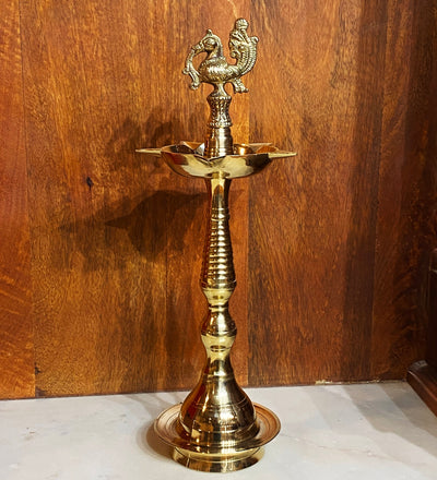 Brass ANNAM KUTHU VILAKKU | Brass Lamps | Mahabarath Diya | DEEPAM For Pooja | KUTHU VILAKKU For Gifts & Decorations | 16 inch | Pack of 2 - D DASS Store