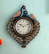 16" Decorative Ethnic Wooden Peacock Painted Wall Clock for Home