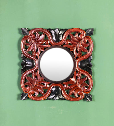 16 Inch Multicolour Handpainted MDF Decorative Wall Mirror