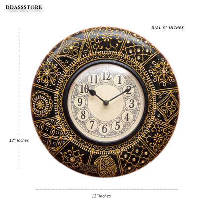 12" Decorative Ethnic Antique Hand painted Wall Clock for Home | House Warming Gift - D'DASS Store