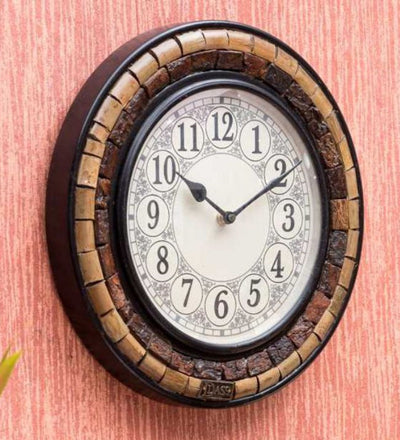 12" Decorative Ethnic Antique Wooden Wall Clock for Home | Ganesh Chaturthi Gift - D'DASS Store