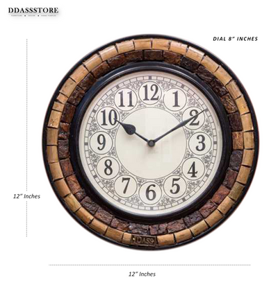 12" Decorative Ethnic Antique Wooden Wall Clock for Home | Ganesh Chaturthi Gift - D'DASS Store
