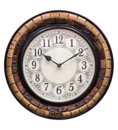 12" Decorative Ethnic Antique Wooden Wall Clock for Home | Ganesh Chaturthi Gift - D'DASS Store