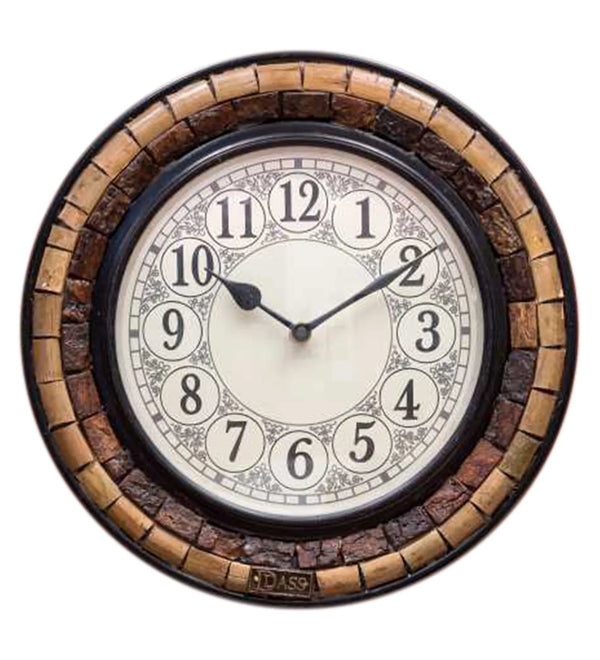 12" Decorative Ethnic Antique Wooden Wall Clock for Home | Ganesh Chaturthi Gift - D'DASS Store