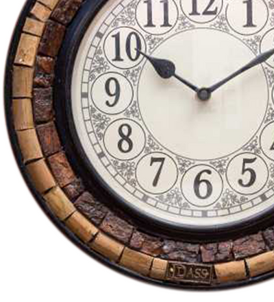12" Decorative Ethnic Antique Wooden Wall Clock for Home | Ganesh Chaturthi Gift - D'DASS Store