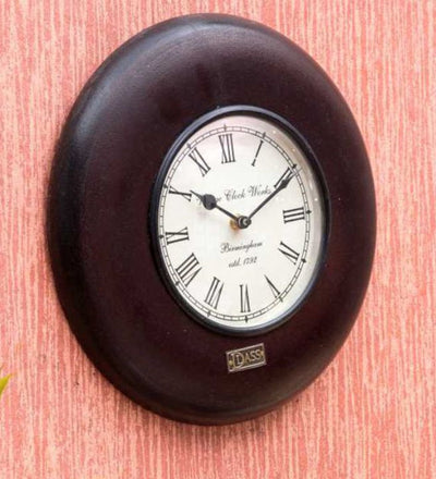 12" Decorative Ethnic Antique Wooden Wall Clock for Home | Ganesh Chaturthi Gift - D'DASS Store
