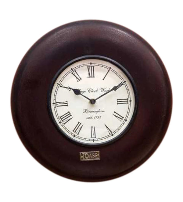12" Decorative Ethnic Antique Wooden Wall Clock for Home | Ganesh Chaturthi Gift - D'DASS Store