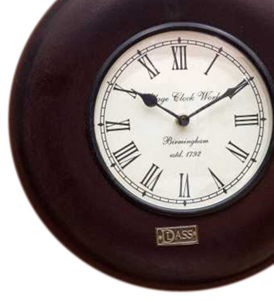 12" Decorative Ethnic Antique Wooden Wall Clock for Home | Ganesh Chaturthi Gift - D'DASS Store